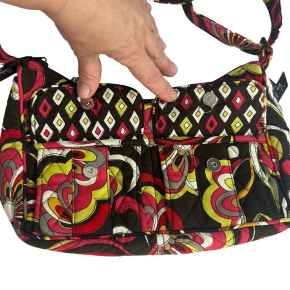 Vera Bradley Libby Puccini Brown Red Crossbody Bag Purse Psychedelic Retired - Picture 5 of 11
